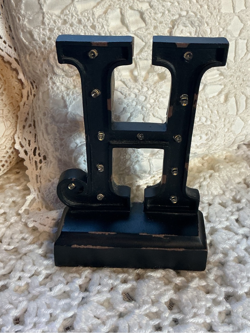 Black Decorative Letter H Accent
